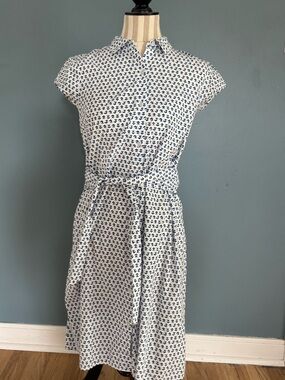 Tommy Hilfiger White Dress with Navy Microprint